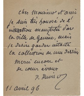 PUVIS DE CHAVANNES Pierre, peintre. Carte-lettre Autographe (E 10888)