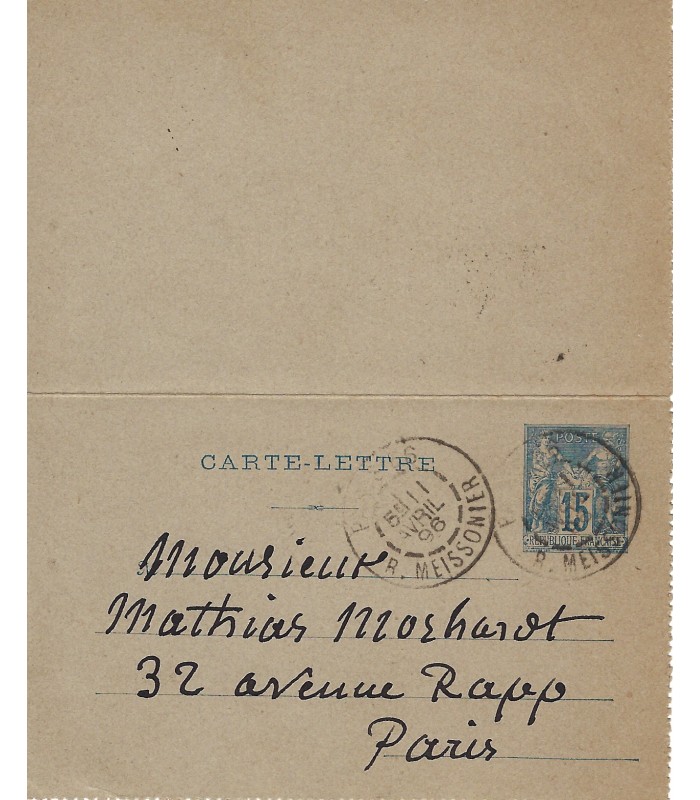 PUVIS DE CHAVANNES Pierre, peintre. Carte-lettre Autographe (E 10888)