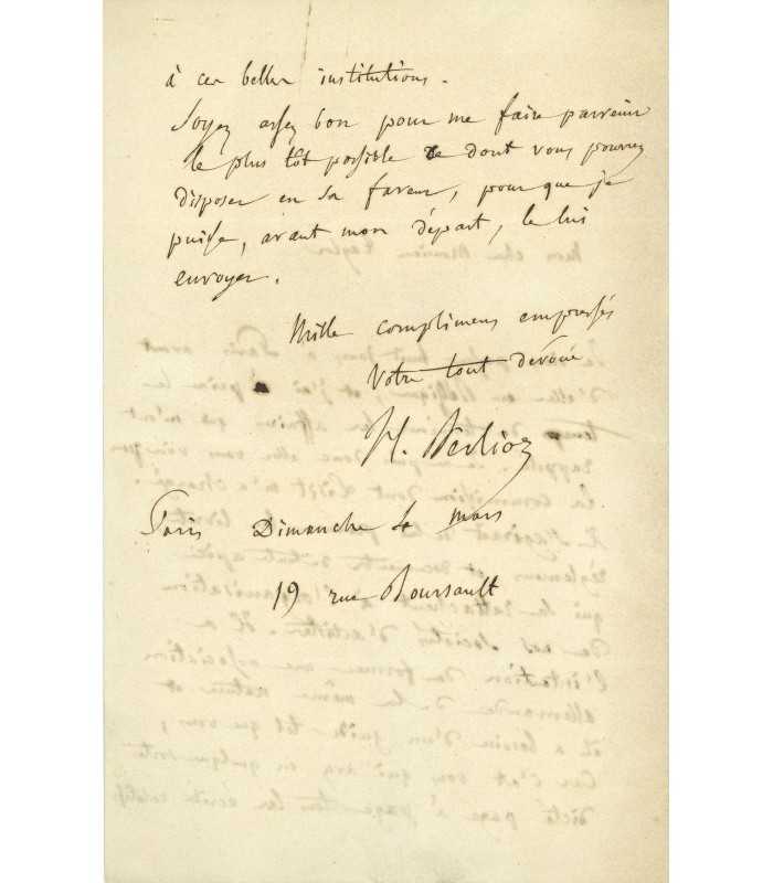 BERLIOZ Hector, compositeur. Lettre autographe au Baron Taylor (G 4814)