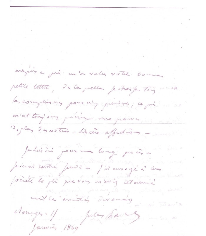 FAVRE Jules, avocat et homme politique. Lettre Autographe (G 1289)