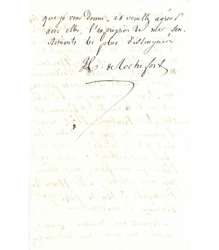 ROCHEFORT (Henri de), journaliste et homme politique. Lettre autographe (G 2761)