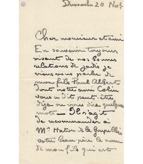 LAURENS (Jean Paul), peintre et sculpteur. Lettre autographe (E 10110)