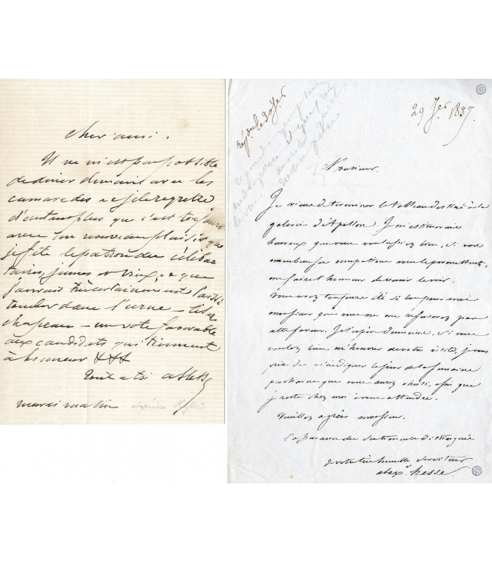 HESSE (Alexandre), peintre de l'école romantique. 3 lettres autographes (E 10107)