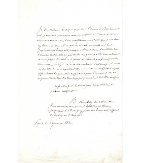 LE BAS (Hippolyte), architecte. Pièce autographe (G 3792)