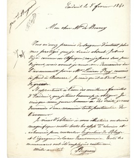 BUGEAUD (Thomas Robert), maréchal de France, gouverneur de l'Algérie. Lettre autographe (G 3024)