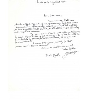 GUTH (Paul), romancier et essayiste. Lettre autographe (G 3148)