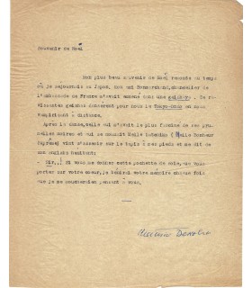 DEKOBRA (Maurice), écrivain et grand reporter. Pièce dactyl. Signée (E 10235)