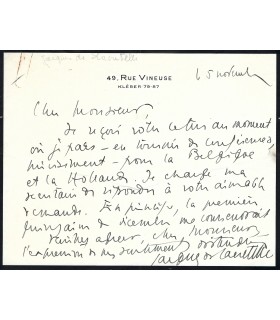 LACRETELLE (Jacques de), écrivain. Lettre autographe (G 1024)