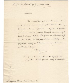 VOYER D'ARGENSON (Marc-René de), homme politique. Lettre autographe (G 2351)