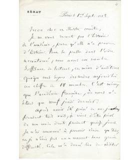 SIMON (Jules), philosophe et homme d'état. Lettre autographe à Mignet (G 348)