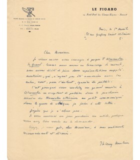 MAULNIER Thierry, écrivain. Lettre Autographe (G 2835)