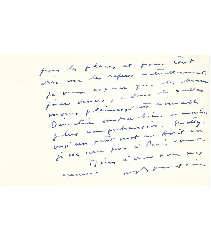 ROUSSIN André, auteur dramatique. Lettre Autographe (G 3144)