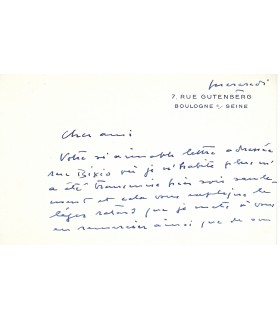 ROUSSIN André, auteur dramatique. Lettre Autographe (G 3145)