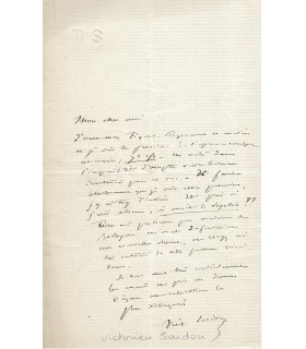 SARDOU Victorien, auteur dramatique. Lettre Autographe (E 10281)