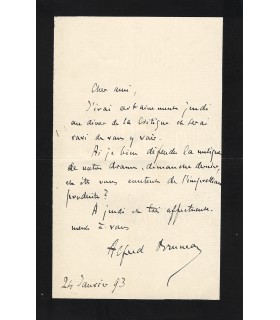 BRUNEAU Alfred, compositeur. Lettre Autographe (G 3032)