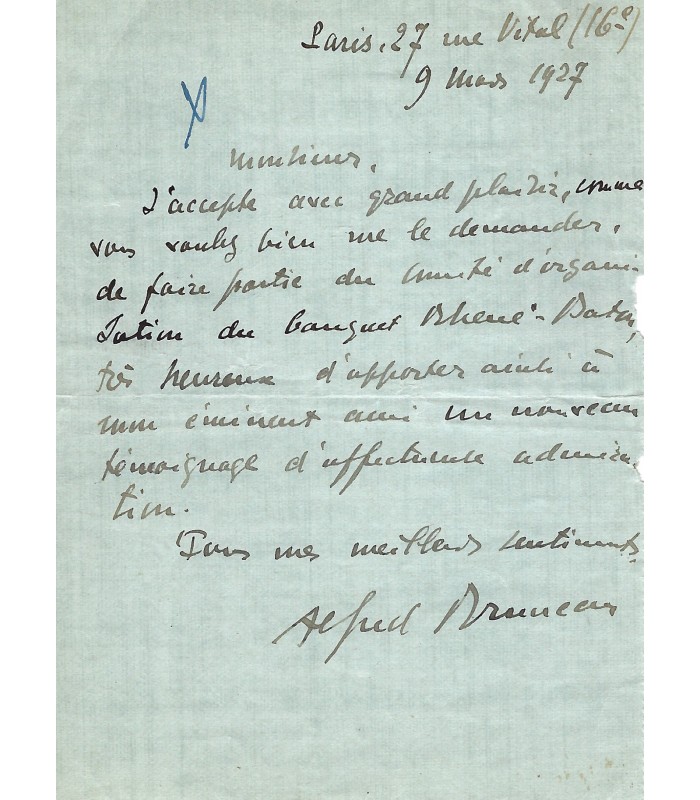 BRUNEAU Alfred, compositeur. Lettre Autographe (G 3098)