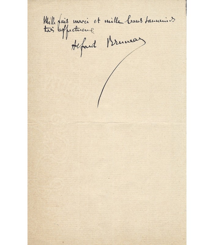 BRUNEAU Alfred, compositeur. Lettre Autographe (G 3031)