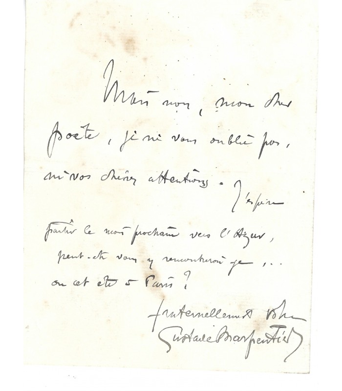 CHARPENTIER Gustave, compositeur. Lettre Autographe (G 2361)