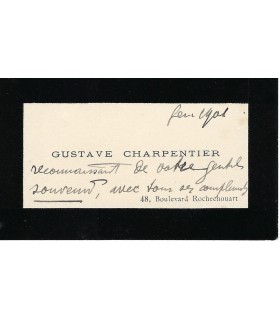 CHARPENTIER Gustave, compositeur. Lettre Autographe (G 2501)