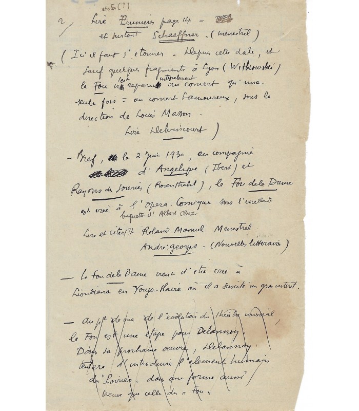 DELANNOY Marcel,  compositeur.  4 Manuscrits Autographes (G 5104)