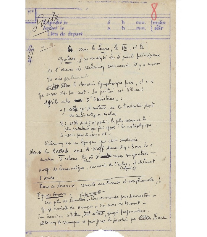 DELANNOY Marcel,  compositeur.  4 Manuscrits Autographes (G 5104)