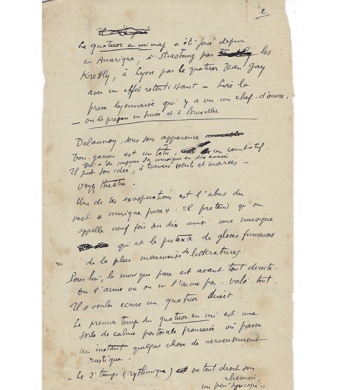 DELANNOY Marcel,  compositeur.  4 Manuscrits Autographes (G 5104)