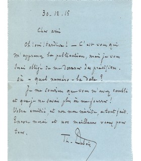 DUBOIS Théodore, compositeur. Lettre Autographe (G 2560)