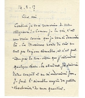 DUBOIS Théodore, compositeur. Lettre Autographe (G 2563)