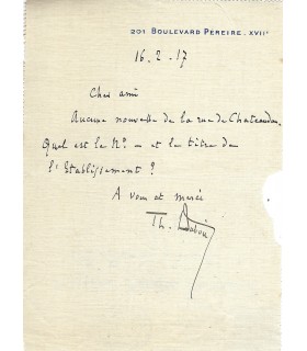 DUBOIS Théodore, compositeur. Lettre Autographe (G 2565)