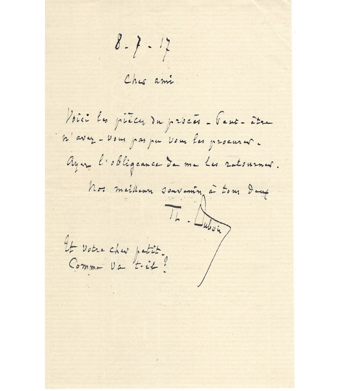 DUBOIS Théodore, compositeur. Lettre Autographe (G 2566)