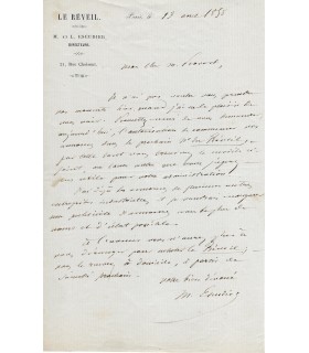 ESCUDIER Marie, musicologue et journaliste. Lettre Autographe (G 1687)