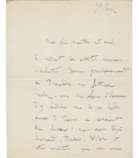 GODARD Benjamin, compositeur. Lettre Autographe (G 2222)