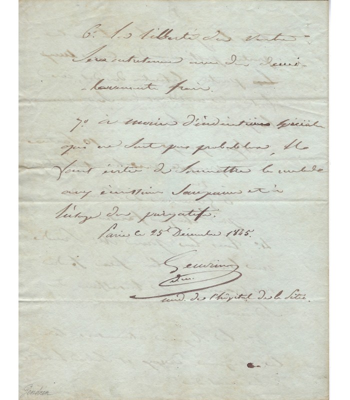 GENDRIN Auguste, médecin. Manuscrit Autographe (G 112)