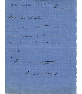 GROSCLAUDE (Frédéric), journaliste, chroniqueur et humoriste. Billet autographe (G 778)