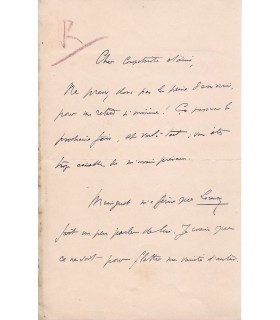 WILLY (Henri Gauthier-Villars, dit). Ecrivain, mari de Colette. Lettre autographe (G 1963)