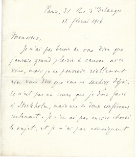 BERGSON Henri, philosophe. Lettre Autographe (G 3742)