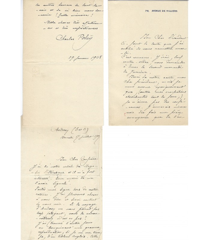 FOLËY Charles, écrivain. 5 Lettres Autographes (E 10910)