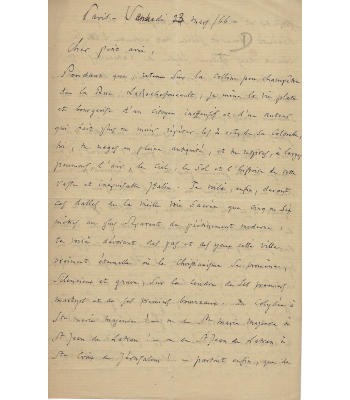 GOUNOD Charles, à Jules Richomme, 23 mars 1866 (Réf. G 4826)