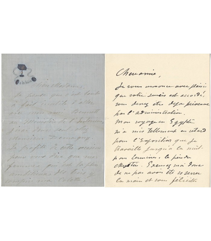 GERVEX Henri, peintre. 2 Lettres Autographes (E 10911)