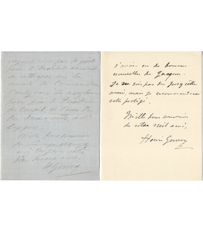 GERVEX Henri, peintre. 2 Lettres Autographes (E 10911)