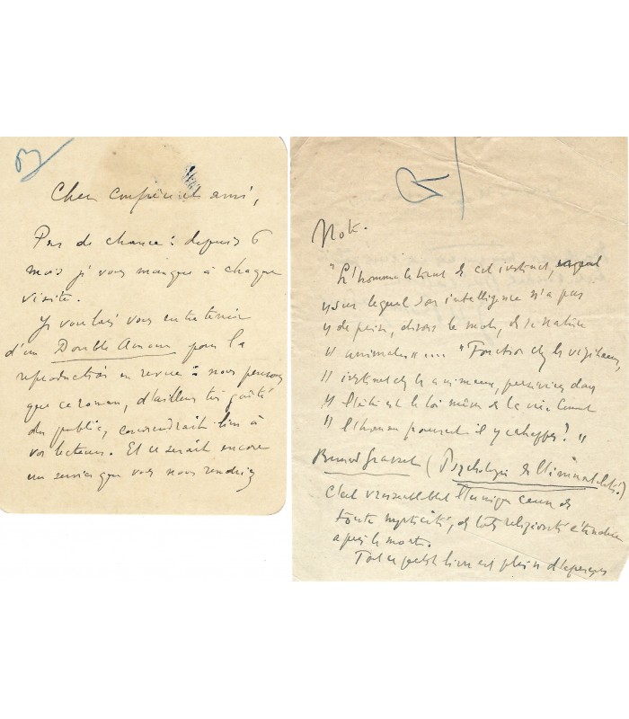 ROSNY J-H aîné, écrivain. Lettre Autographe (G 2007)