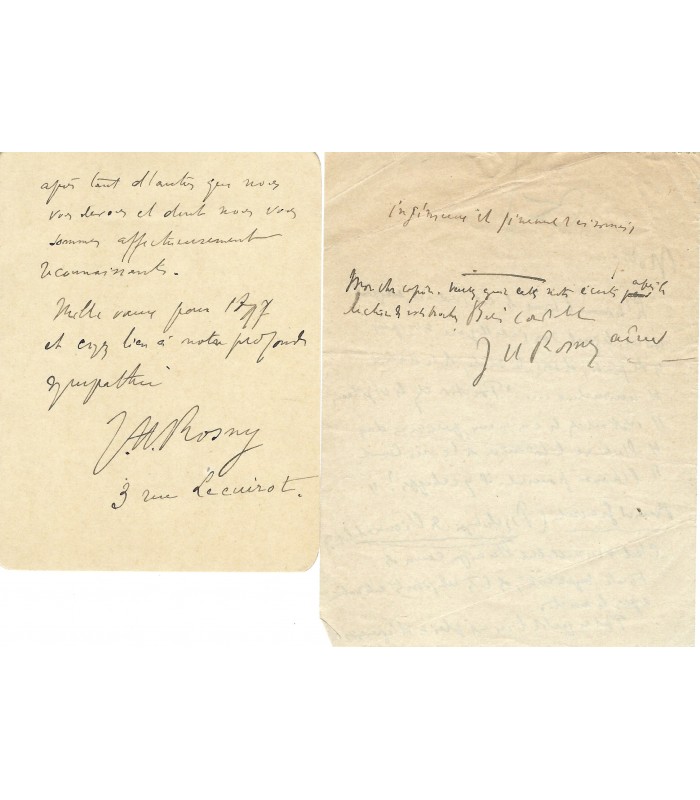 ROSNY J-H aîné, écrivain. Lettre Autographe (G 2007)