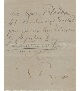 PELADAN Joséphin, écrivain, occultiste. Carte-Lettre Autographe (E 10917)