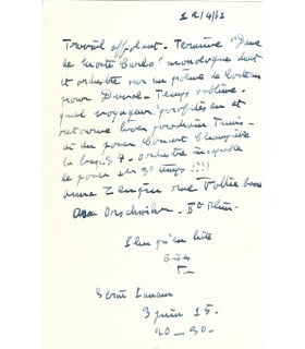 POULENC Francis, compositeur. Lettre Autographe (G 5988)