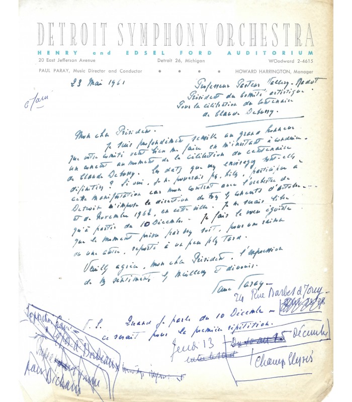 [DEBUSSY Claude] 14 Lettres Autographes de différentes personnalités  (E 10927)