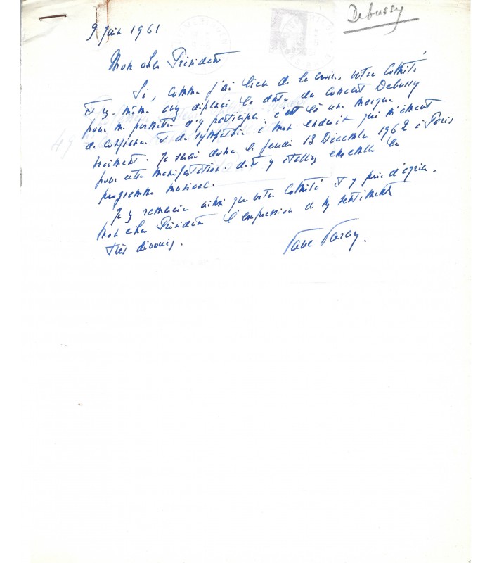 [DEBUSSY Claude] 14 Lettres Autographes de différentes personnalités  (E 10927)