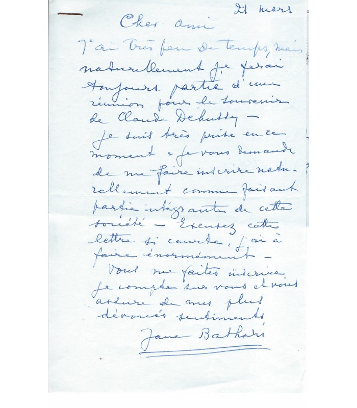 [DEBUSSY Claude] 14 Lettres Autographes de différentes personnalités  (E 10927)