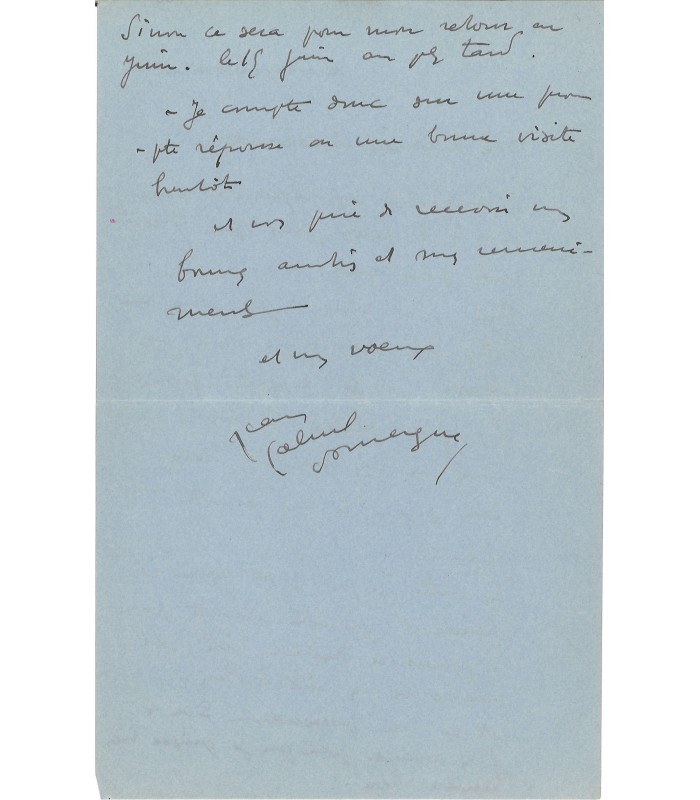 DOMERGUE Jean-Gabriel, peintre. Lettre autographe  (G 5341)