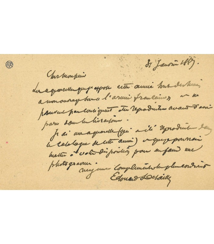 DETAILLE EDOUARD, peintre. Lettre autographe (G 5108)