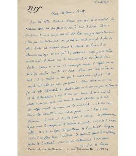 PARAIN (Brice). Philosophe et essayiste. Lettre autographe à Merleau-Ponty (G 4374)